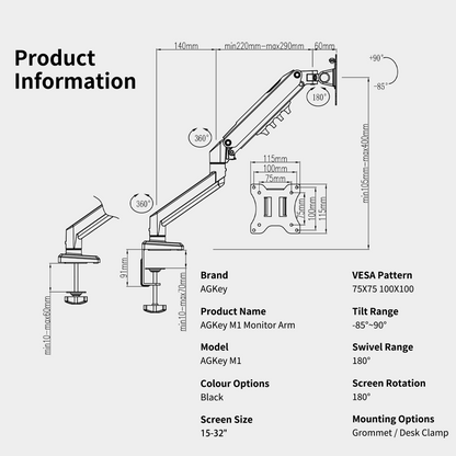 AGKey WorkStation M1 Monitor Arm Bracket