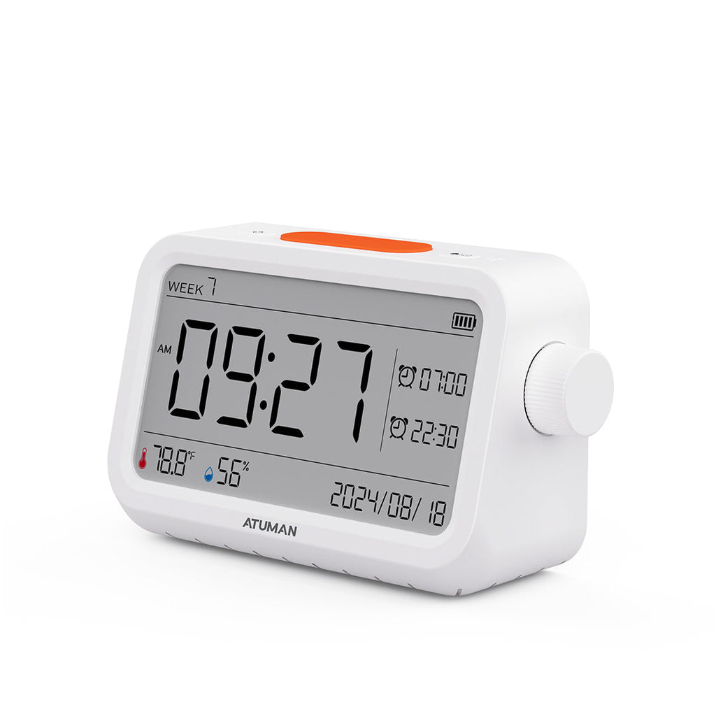 MT2 Thermometer Hygrometer with Clock – Indoor Temperature & Humidity Monitor with Alarm and Night Light